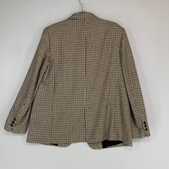 ZARA Blazer Jacket Women Large Brown Black Houndstooth Classic Work Office - Picture 6 of 8